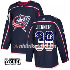 Blue Jackets Trikot Boone Jenner 38 Adidas 2017-2018 Marineblau USA Flag Fashion Authentic - Kinder